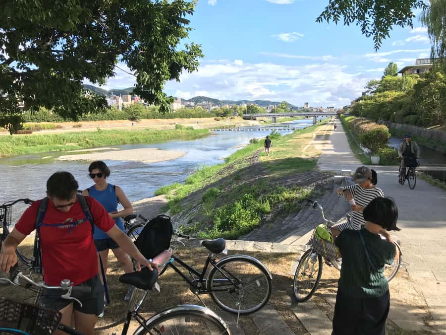 Cycle Kyoto's Hidden Gems & Gion Stroll - The river junction and the ride back