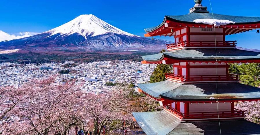 From Tokyo: Fuji Mountain Area - FujiQ - Lake Kawaguchiko - Chureito Pagoda - The first view of Fuji: Oishi Park