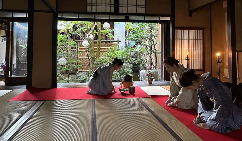 Kyoto: Kimono and Tea Ceremony Experience at Cultural Asset - The tea ceremony in a traditional room