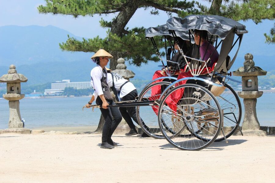 Miyajima: Private Rickshaw Tour to Itsukushima Shrine - Parks, seaside roads, and the long scenic route