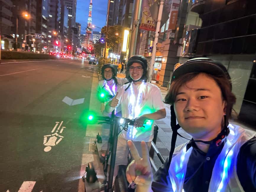 Night E-Scooter Ride to Tokyo Tower - No License Needed - Cruising through Minato City after dark
