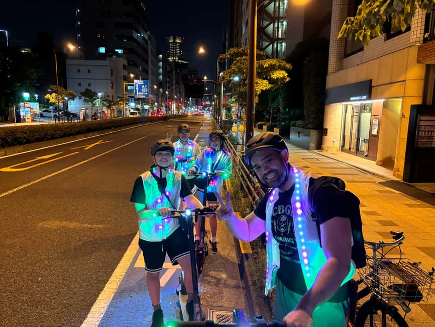 Night E-Scooter Ride to Tokyo Tower - No License Needed - Starting at NEON NEON TOKYO in Mita