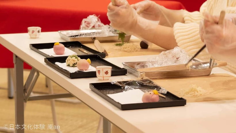 Osaka: Japanese Traditional Sweets Making and Tea Ceremony - The second sweet, kinton nerikiri