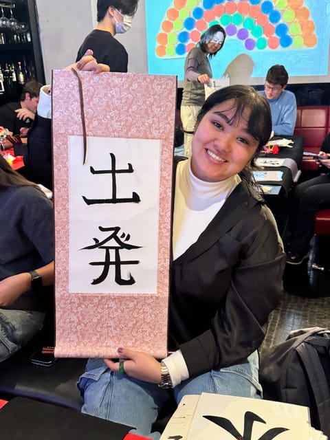 Tokyo: Calligraphy on Kanji Fan & Scroll with Drink - Finding Shodo Cafe 7557 Near Roppongi Station