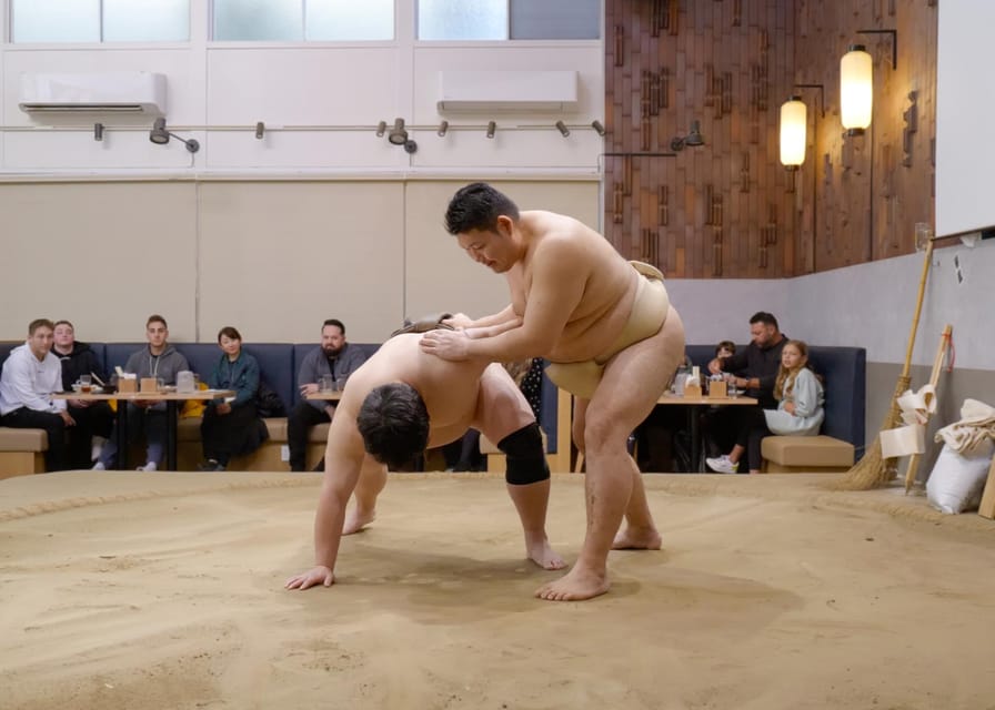 Tokyo: Challenge Sumo Wrestlers and Enjoy Meal - Watching the former wrestlers in the dohyo